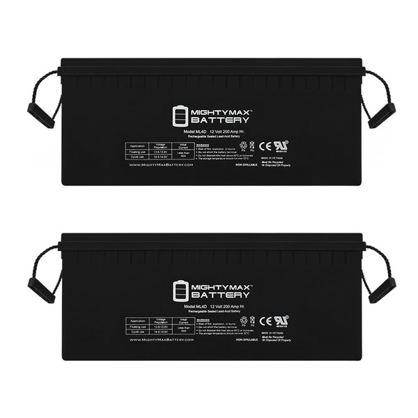 Mighty Max Battery 12V 200Ah 4D Battery Replacement for MK 8A4D / 8G4D / 8G8D - 2PK MAX3906718